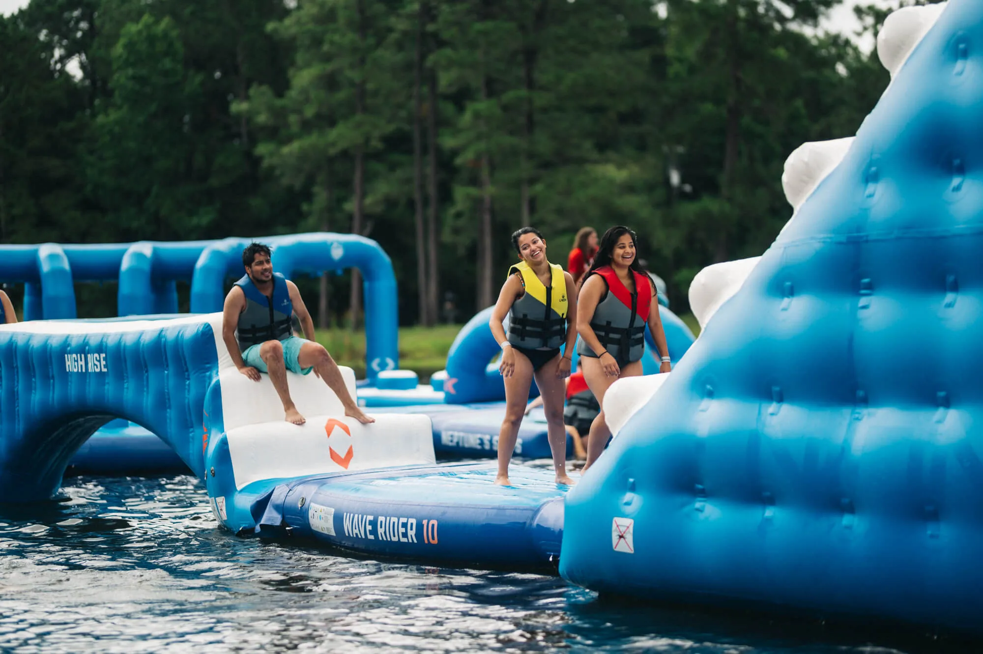 Corporate team building company event at Charleston Aqua Park private lake venue