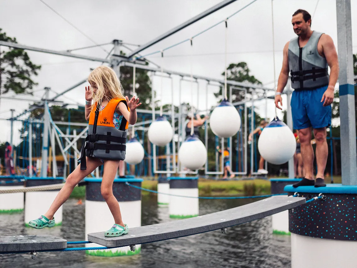 Zipline splash into the lake