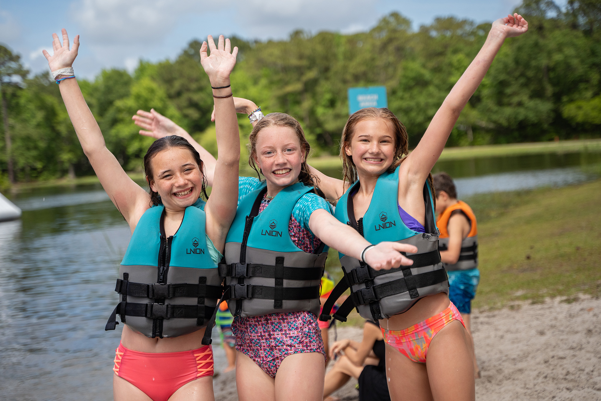 Bird's eye view of Charleston Aqua Park at Trophy Lakes